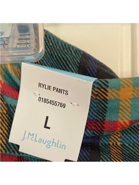 J.McLaughlin Womens Rylie Pants Green Black Yellow Plush Plaid Size Large NWT